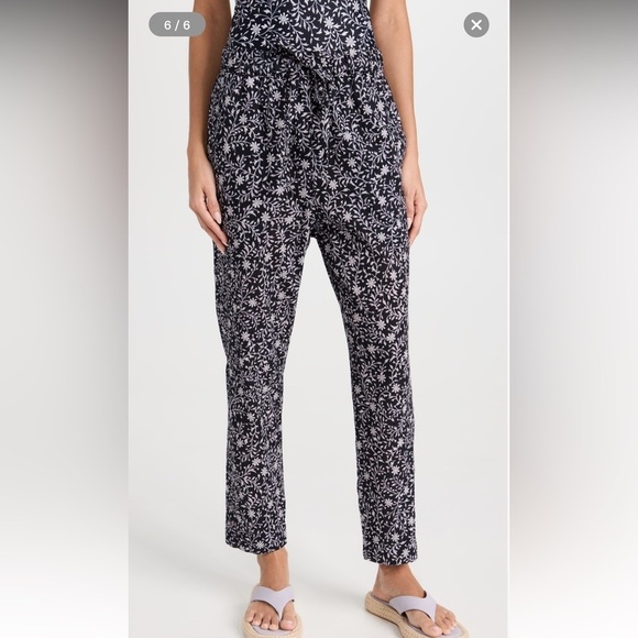 XiRENA Black Floral Draper Pants in Night Blossom Size XS